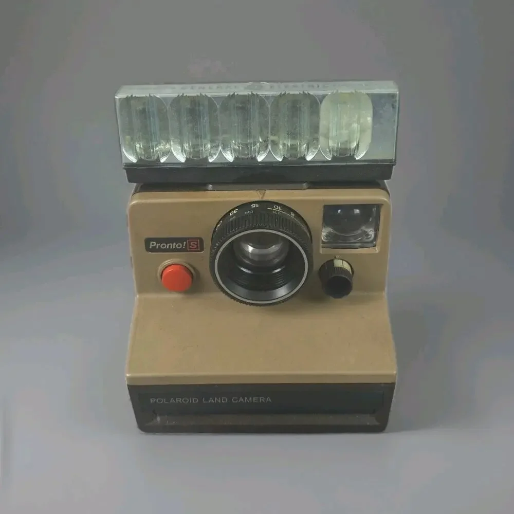 POLAROID PRONTO S VTG Land Camera Instant Film Flash UNTESTED Brown Black